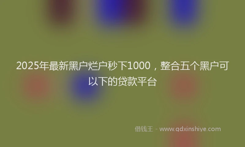 2025年最新黑户烂户秒下1000，整合五个黑户可以下的贷款平台
