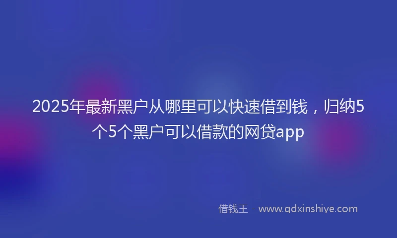 2025年最新黑户从哪里可以快速借到钱，归纳5个5个黑户可以借款的网贷app