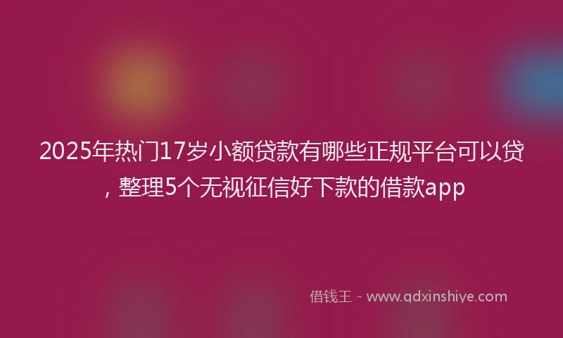 2025年热门17岁小额贷款有哪些正规平台可以贷，整理5个无视征信好下款的借款app
