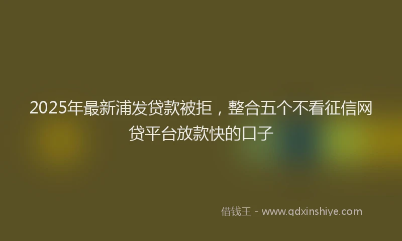 2025年最新浦发贷款被拒，整合五个不看征信网贷平台放款快的口子