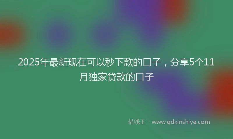 2025年最新现在可以秒下款的口子，分享5个11月独家贷款的口子
