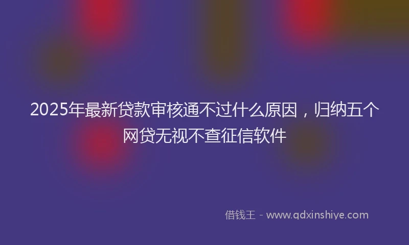 2025年最新贷款审核通不过什么原因，归纳五个网贷无视不查征信软件