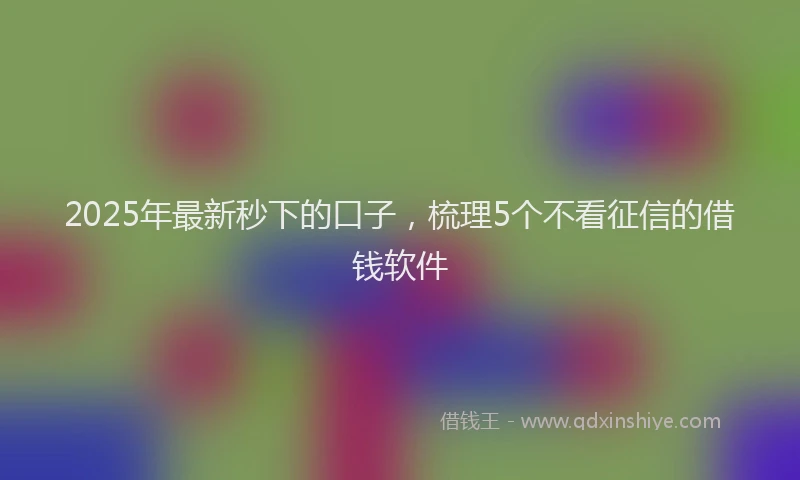 2025年最新秒下的口子，梳理5个不看征信的借钱软件