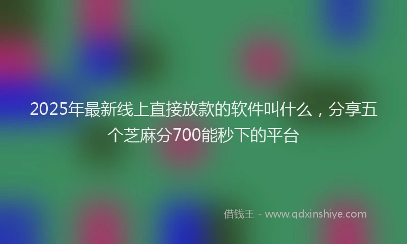 2025年最新线上直接放款的软件叫什么，分享五个芝麻分700能秒下的平台