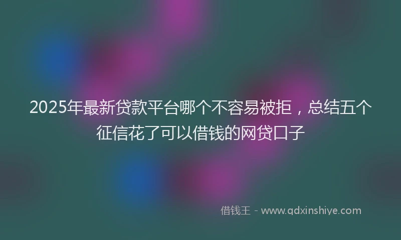 2025年最新贷款平台哪个不容易被拒，总结五个征信花了可以借钱的网贷口子