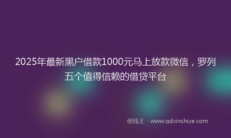 2025年最新黑户借款1000元马上放款微信，罗列五个值得信赖的借贷平台