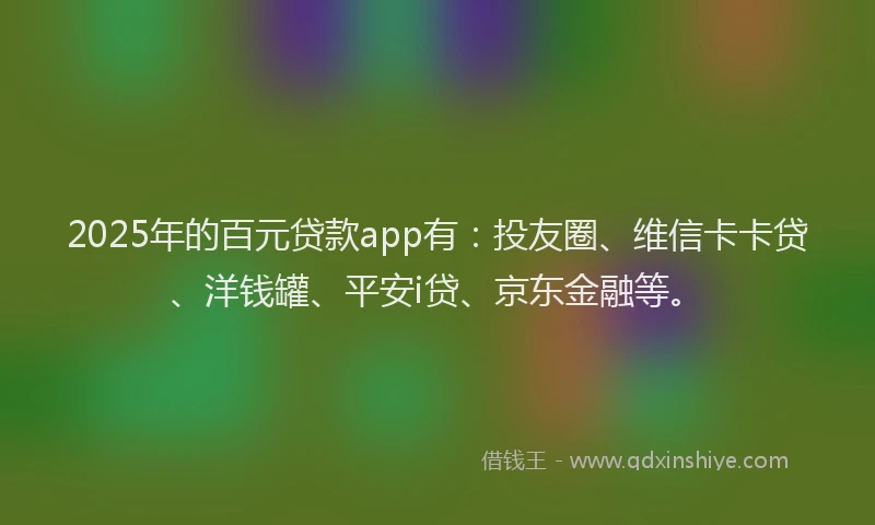 2025年的百元贷款app有：投友圈、维信卡卡贷、洋钱罐、平安i贷、京东金融等。