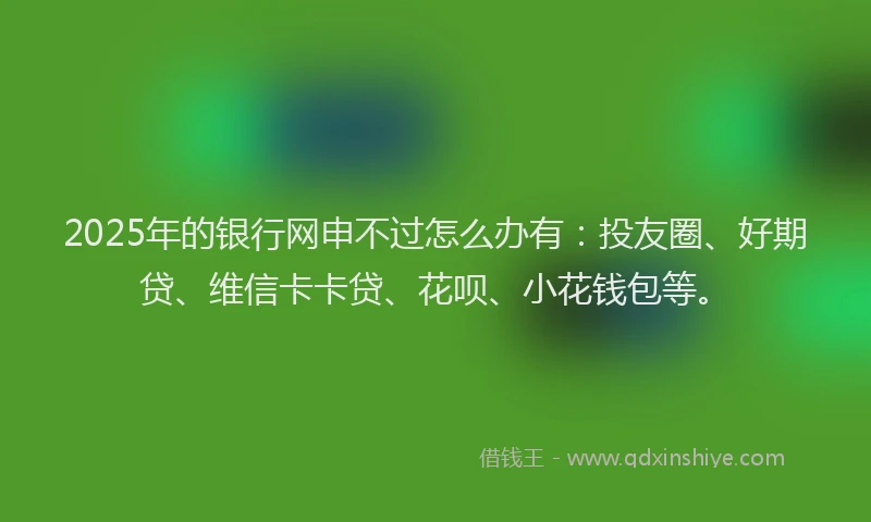 2025年的银行网申不过怎么办有：投友圈、好期贷、维信卡卡贷、花呗、小花钱包等。