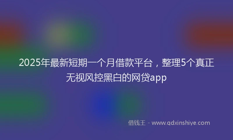 2025年最新短期一个月借款平台，整理5个真正无视风控黑白的网贷app
