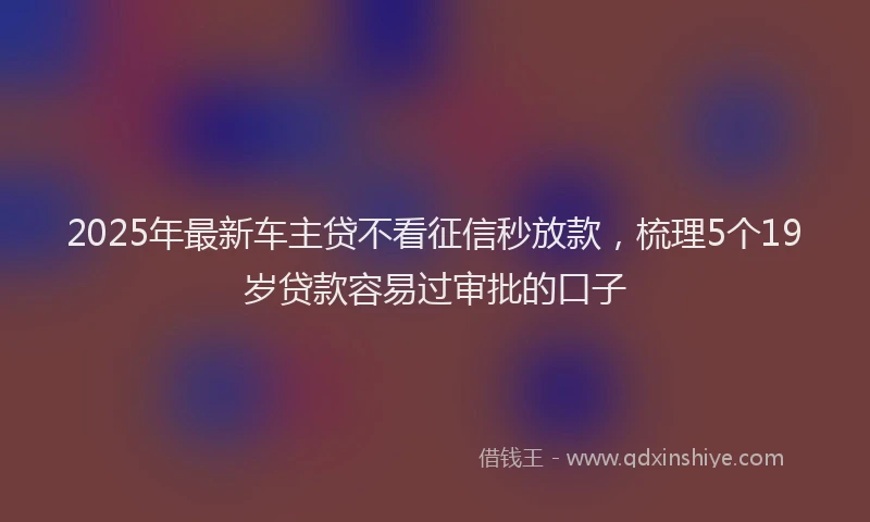 2025年最新车主贷不看征信秒放款，梳理5个19岁贷款容易过审批的口子