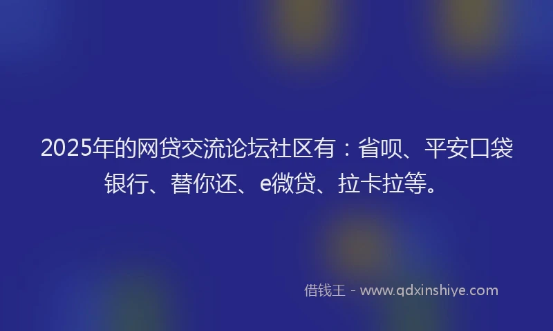2025年的网贷交流论坛社区有：省呗、平安口袋银行、替你还、e微贷、拉卡拉等。