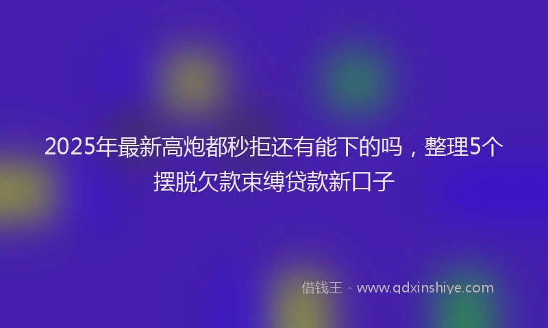 2025年最新高炮都秒拒还有能下的吗，整理5个摆脱欠款束缚贷款新口子