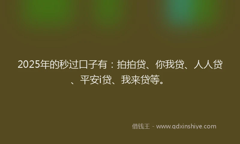 2025年的秒过口子有：拍拍贷、你我贷、人人贷、平安i贷、我来贷等。