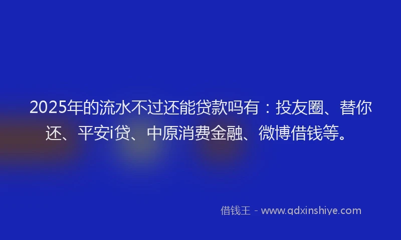 2025年的流水不过还能贷款吗有：投友圈、替你还、平安i贷、中原消费金融、微博借钱等。