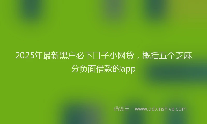 2025年最新黑户必下口子小网贷，概括五个芝麻分负面借款的app