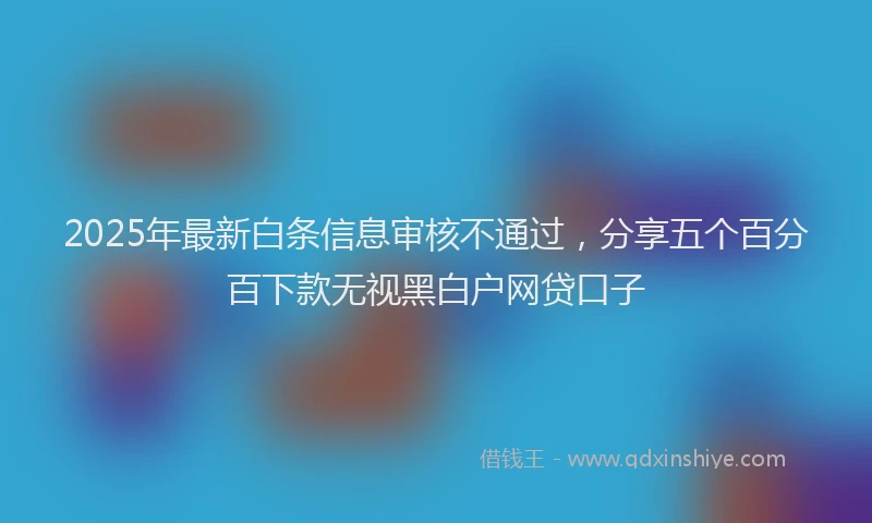 2025年最新白条信息审核不通过，分享五个百分百下款无视黑白户网贷口子