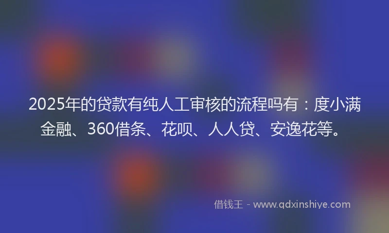 2025年的贷款有纯人工审核的流程吗有：度小满金融、360借条、花呗、人人贷、安逸花等。