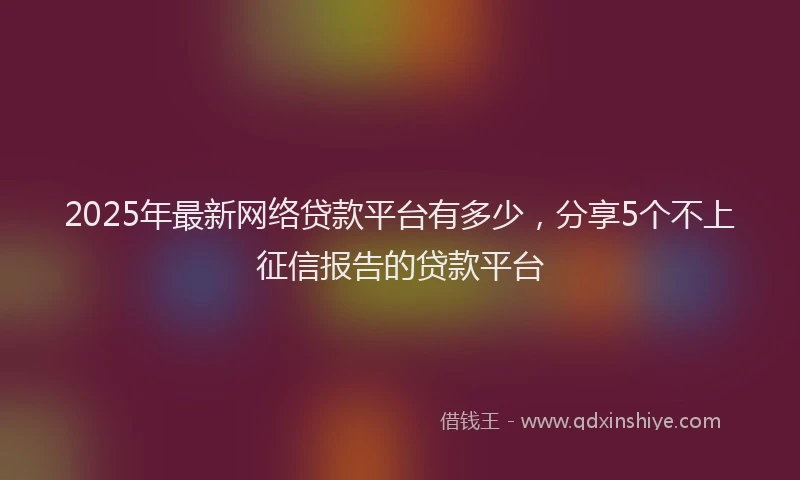 2025年最新网络贷款平台有多少，分享5个不上征信报告的贷款平台