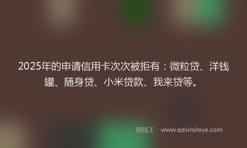 2025年的申请信用卡次次被拒有：微粒贷、洋钱罐、随身贷、小米贷款、我来贷等。