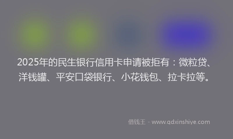 2025年的民生银行信用卡申请被拒有：微粒贷、洋钱罐、平安口袋银行、小花钱包、拉卡拉等。