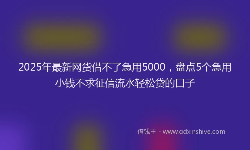 2025年最新网货借不了急用5000，盘点5个急用小钱不求征信流水轻松贷的口子