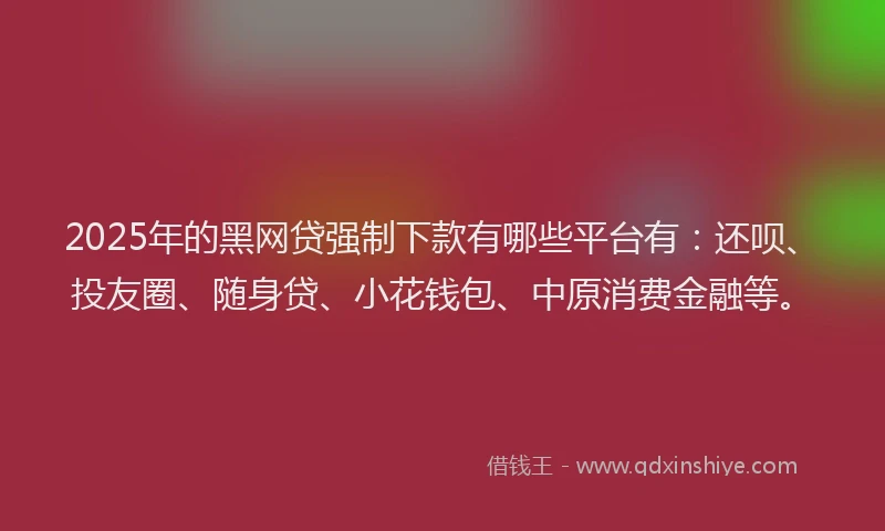 2025年的黑网贷强制下款有哪些平台有：还呗、投友圈、随身贷、小花钱包、中原消费金融等。