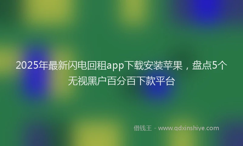 2025年最新闪电回租app下载安装苹果，盘点5个无视黑户百分百下款平台