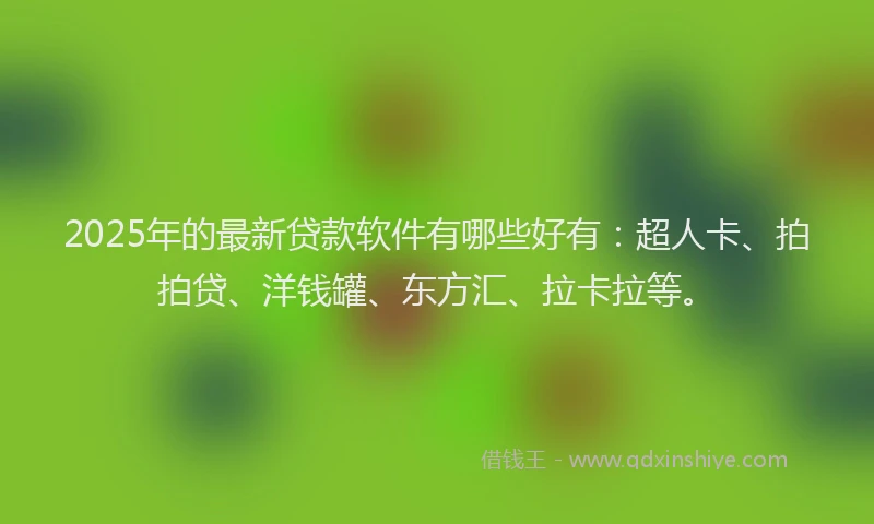 2025年的最新贷款软件有哪些好有：超人卡、拍拍贷、洋钱罐、东方汇、拉卡拉等。