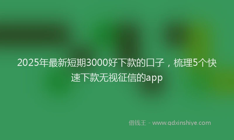2025年最新短期3000好下款的口子，梳理5个快速下款无视征信的app