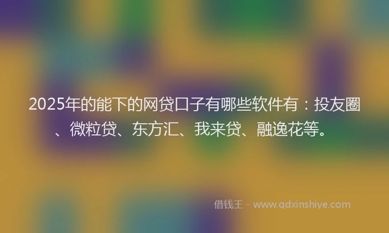 2025年的能下的网贷口子有哪些软件有：投友圈、微粒贷、东方汇、我来贷、融逸花等。