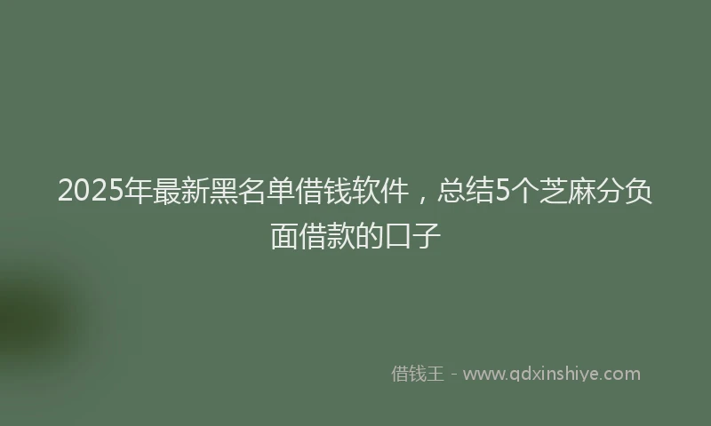 2025年最新黑名单借钱软件，总结5个芝麻分负面借款的口子