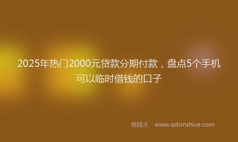 2025年热门2000元贷款分期付款，盘点5个手机可以临时借钱的口子