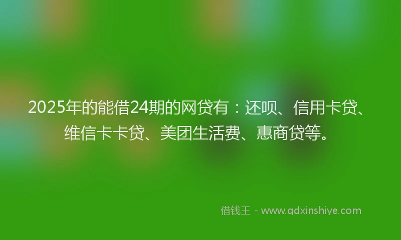 2025年的能借24期的网贷有：还呗、信用卡贷、维信卡卡贷、美团生活费、惠商贷等。