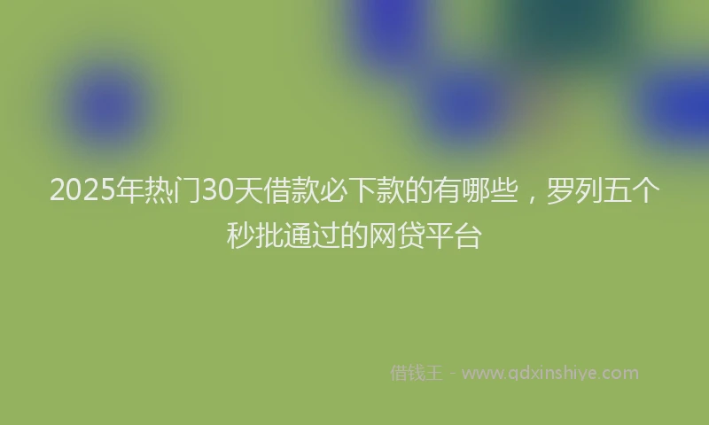 2025年热门30天借款必下款的有哪些，罗列五个秒批通过的网贷平台