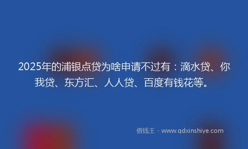2025年的浦银点贷为啥申请不过有：滴水贷、你我贷、东方汇、人人贷、百度有钱花等。