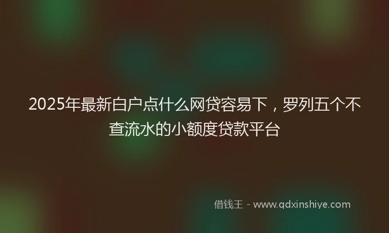 2025年最新白户点什么网贷容易下，罗列五个不查流水的小额度贷款平台