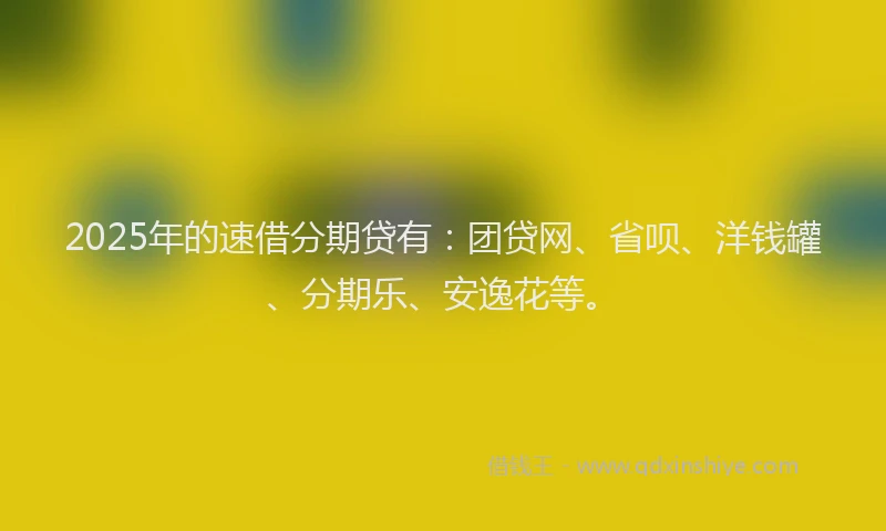 2025年的速借分期贷有：团贷网、省呗、洋钱罐、分期乐、安逸花等。