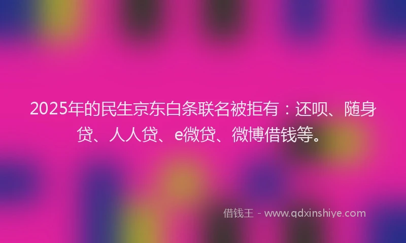 2025年的民生京东白条联名被拒有：还呗、随身贷、人人贷、e微贷、微博借钱等。