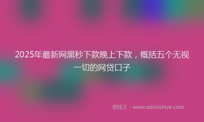 2025年最新网黑秒下款晚上下款，概括五个无视一切的网贷口子