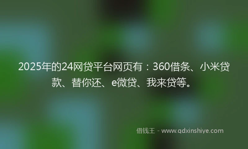 2025年的24网贷平台网页有：360借条、小米贷款、替你还、e微贷、我来贷等。