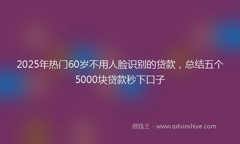 2025年热门60岁不用人脸识别的贷款，总结五个5000块贷款秒下口子