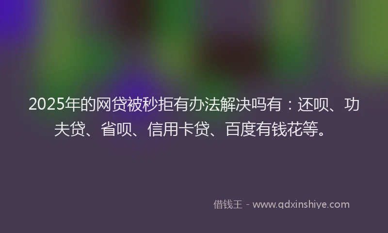 2025年的网贷被秒拒有办法解决吗有：还呗、功夫贷、省呗、信用卡贷、百度有钱花等。