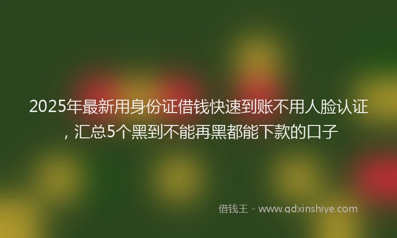 2025年最新用身份证借钱快速到账不用人脸认证，汇总5个黑到不能再黑都能下款的口子