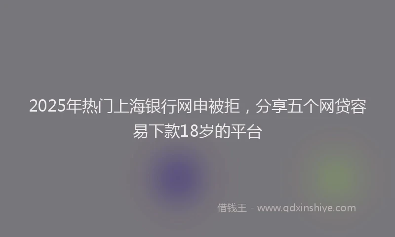 2025年热门上海银行网申被拒，分享五个网贷容易下款18岁的平台