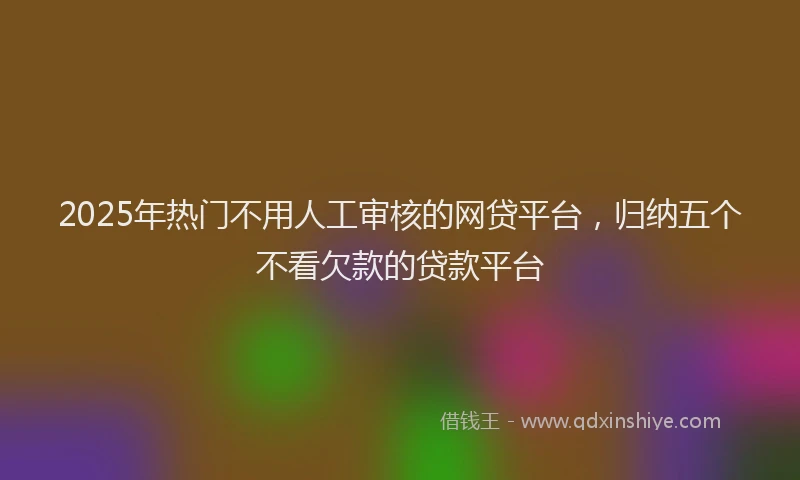 2025年热门不用人工审核的网贷平台，归纳五个不看欠款的贷款平台