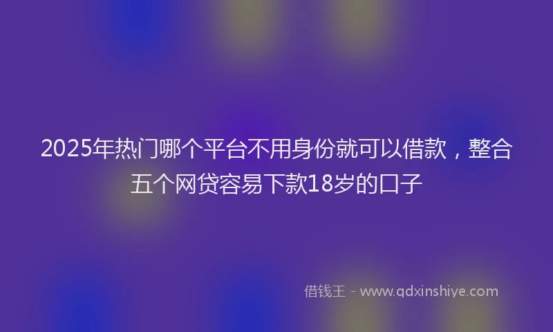 2025年热门哪个平台不用身份就可以借款，整合五个网贷容易下款18岁的口子