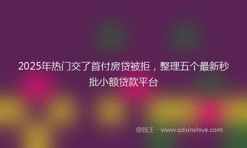 2025年热门交了首付房贷被拒，整理五个最新秒批小额贷款平台