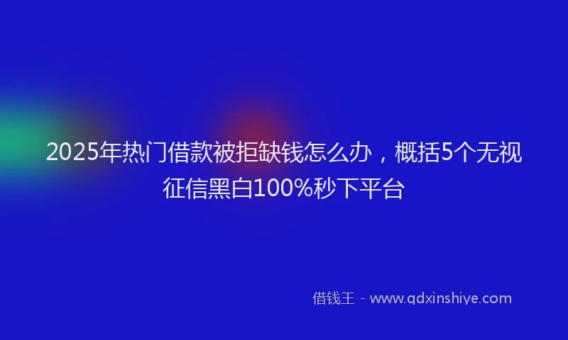 2025年热门借款被拒缺钱怎么办，概括5个无视征信黑白100%秒下平台