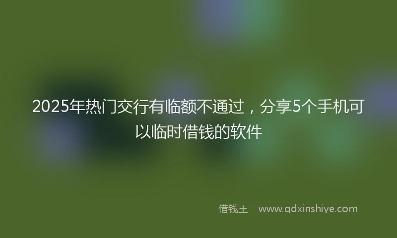 2025年热门交行有临额不通过，分享5个手机可以临时借钱的软件