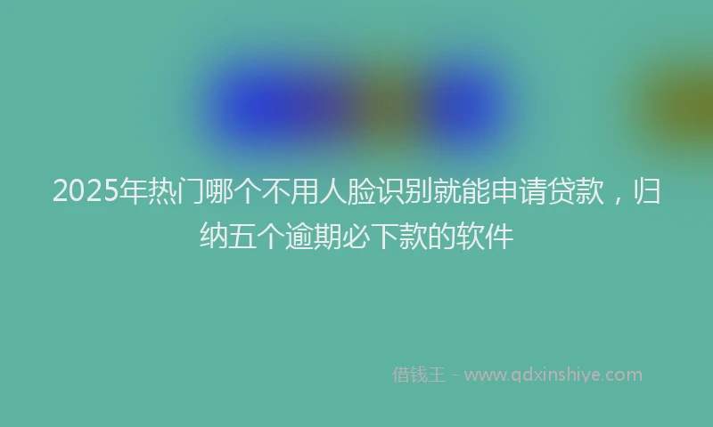 2025年热门哪个不用人脸识别就能申请贷款，归纳五个逾期必下款的软件